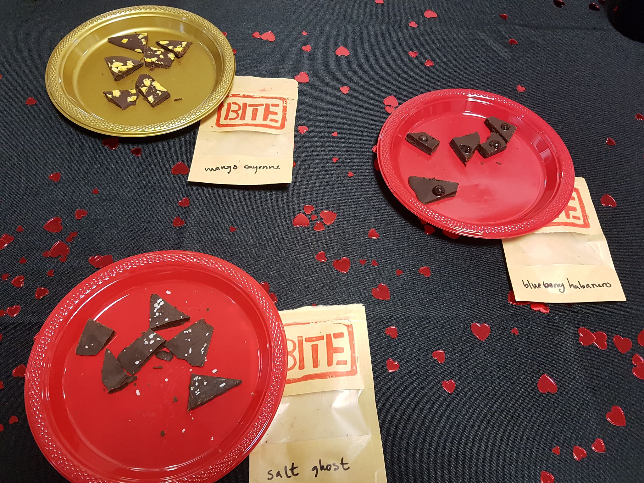 Chocolate samples at an event.